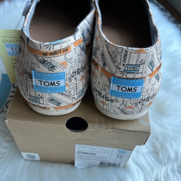🆕 TOMS Men's Canvas Slip-On Shoes City Map Chicago Print Size 12 Casual - Picture 2 of 7
